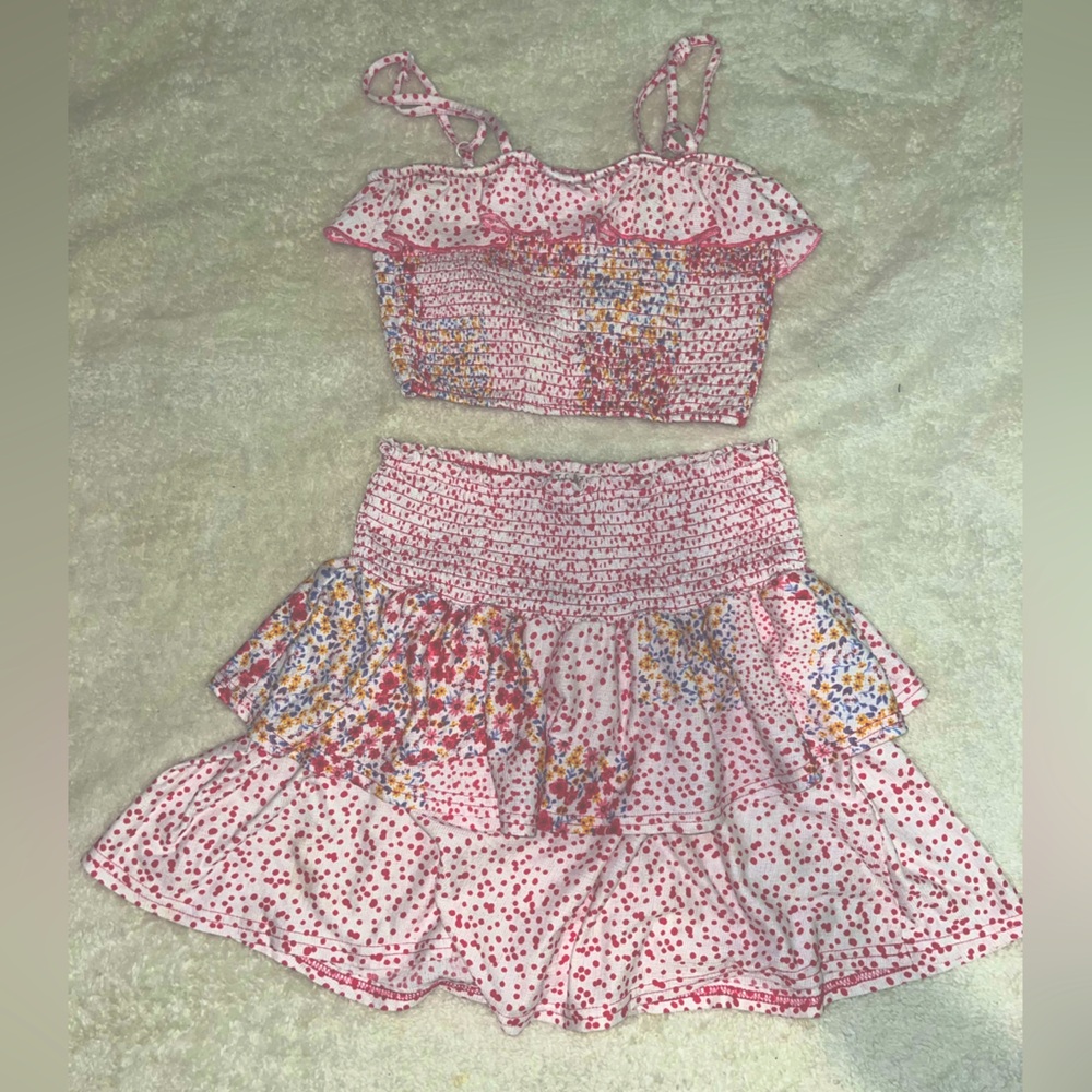 Two Piece Floral Skirt Set